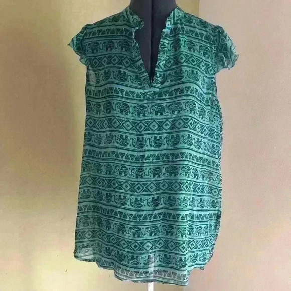 no boundaries teal black elephant sheet sleeveless tunic top labeled xl - Picture 3 of 7